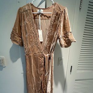 Jade Johnny was velvet silk rose dress,S